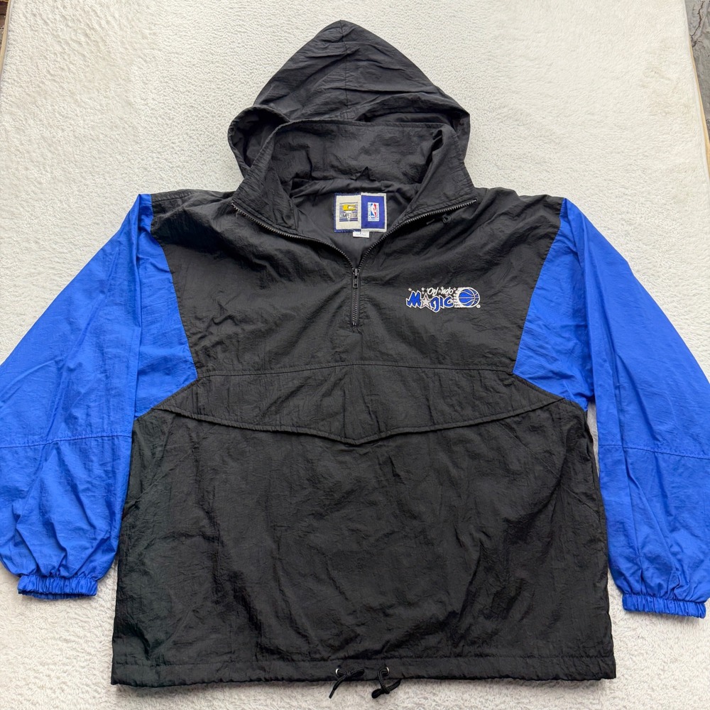 Vintage Competitor Orlando Magic NBA Windbreaker Jacket Black Blue Mens Large